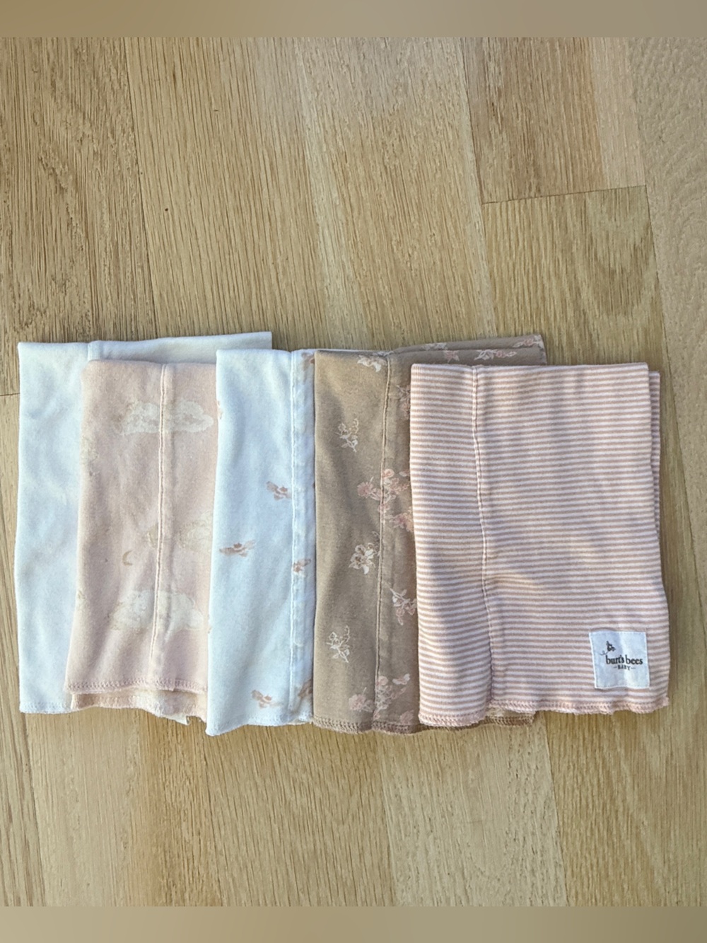 Burt's Bees Baby 100% Organic Cotton Burp Cloths, 5-Pack -Whimsical Pink Neutrsl